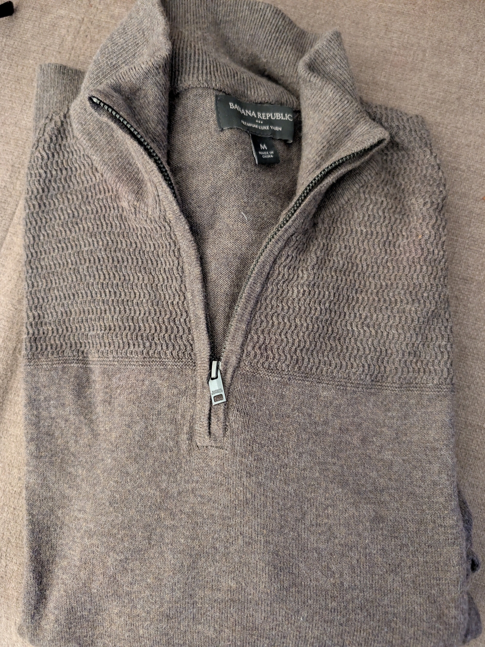 Banana Republic Men's Brown Heather Half-Zip Sweater